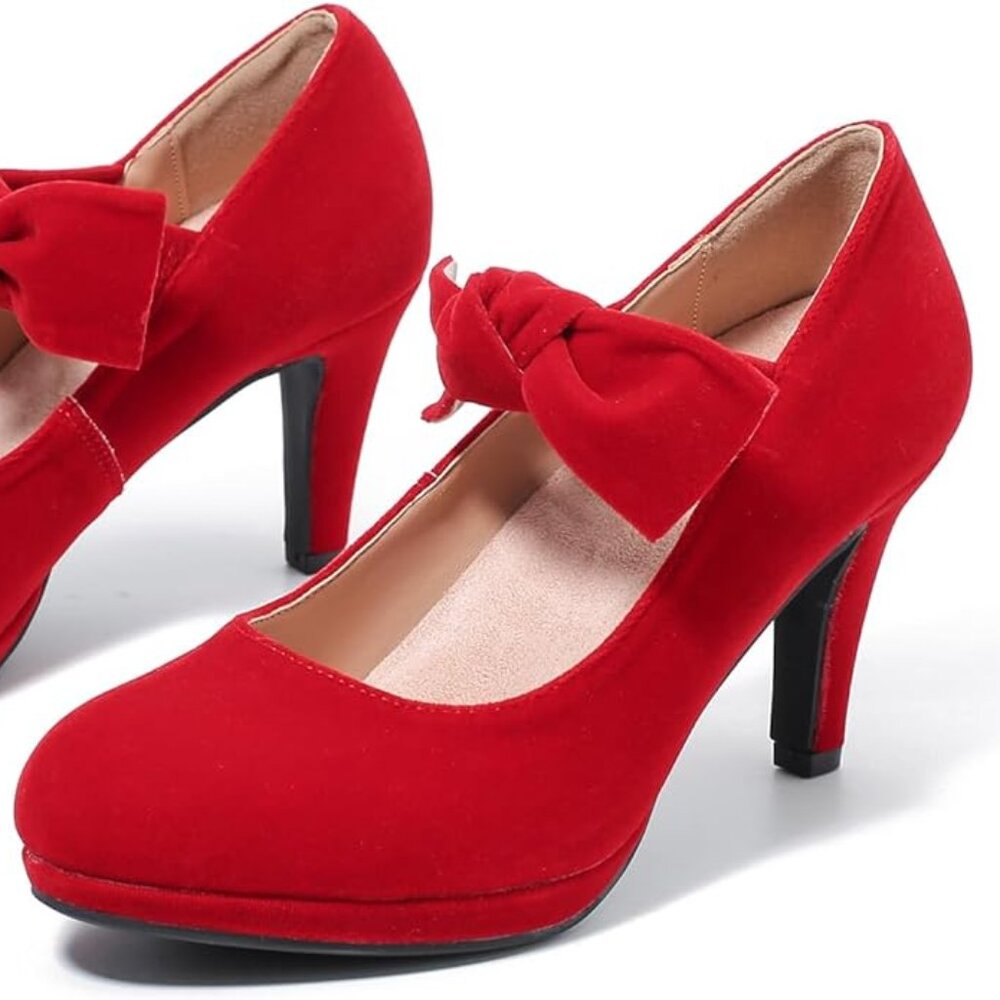 Women's bow Mary jane kitten Heel